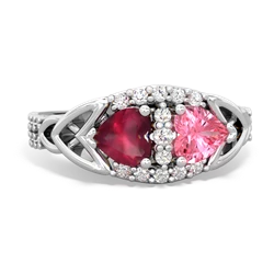 Ruby Sparkling Celtic Knot 14K White Gold ring R2645