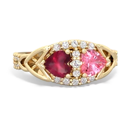 Ruby Sparkling Celtic Knot 14K Yellow Gold ring R2645