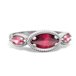 Ruby Milgrain Marquise 14K White Gold ring R5700