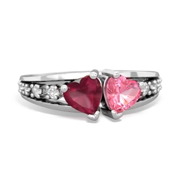 Ruby Heart To Heart 14K White Gold ring R3342