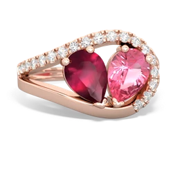 Ruby Nestled Heart Keepsake 14K Rose Gold ring R5650