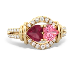 Ruby Art-Deco Keepsake 14K Yellow Gold ring R5630