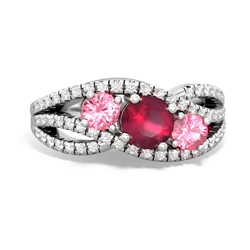 Ruby Three Stone Aurora 14K White Gold ring R3080