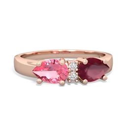 Ruby Pear Bowtie 14K Rose Gold ring R0865