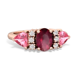 Ruby Antique Style Three Stone 14K Rose Gold ring R2186