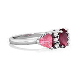 Ruby Antique Style Three Stone 14K White Gold ring R2186