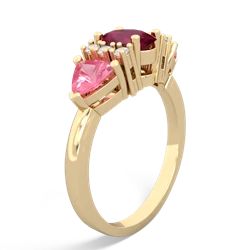 Ruby Antique Style Three Stone 14K Yellow Gold ring R2186