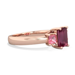 Ruby Three Stone Emerald-Cut Trellis 14K Rose Gold ring R4021