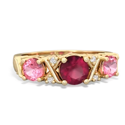 Ruby Hugs And Kisses 14K Yellow Gold ring R5016