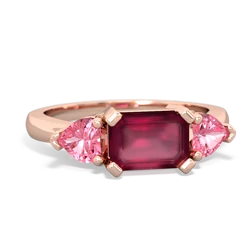 Ruby Three Stone 14K Rose Gold ring R5235