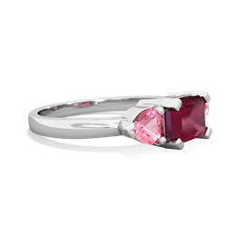 Ruby Three Stone 14K White Gold ring R5235