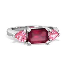 Ruby Three Stone 14K White Gold ring R5235