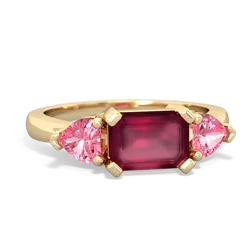 Ruby Three Stone 14K Yellow Gold ring R5235