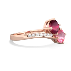 Ruby Channel Set Two Stone 14K Rose Gold ring R5303