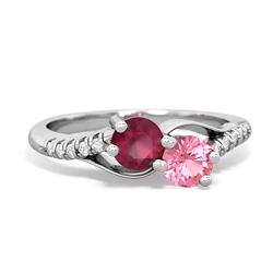 Ruby Infinity Pave Two Stone 14K White Gold ring R5285