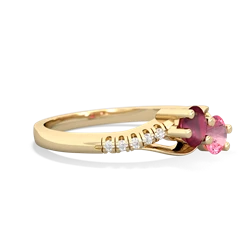 Ruby Infinity Pave Two Stone 14K Yellow Gold ring R5285