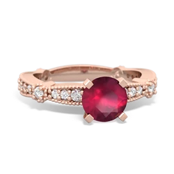 Ruby Sparkling Tiara 6Mm Round 14K Rose Gold ring R26296RD