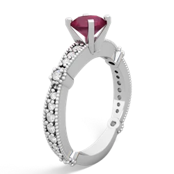 Ruby Sparkling Tiara 6Mm Round 14K White Gold ring R26296RD