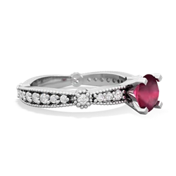 Ruby Sparkling Tiara 6Mm Round 14K White Gold ring R26296RD