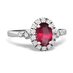 Ruby Antique-Style Halo 14K White Gold ring R5720