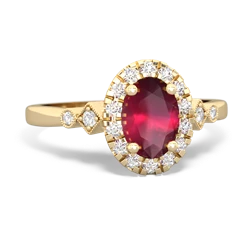 Ruby Antique-Style Halo 14K Yellow Gold ring R5720