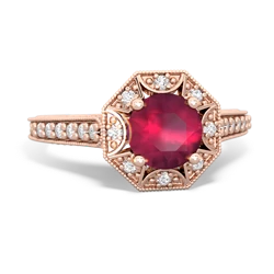 Ruby Art-Deco Starburst 14K Rose Gold ring R5520