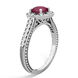 Ruby Art-Deco Starburst 14K White Gold ring R5520