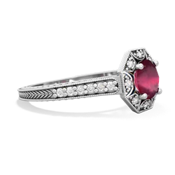 Ruby Art-Deco Starburst 14K White Gold ring R5520