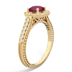 Ruby Art-Deco Starburst 14K Yellow Gold ring R5520