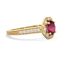 Ruby Art-Deco Starburst 14K Yellow Gold ring R5520