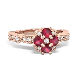 Ruby Milgrain Antique Style 14K Rose Gold ring R26293RD