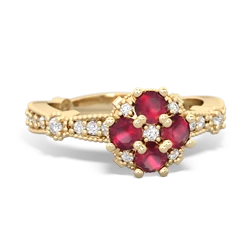 Ruby Sparkling Tiara Cluster 14K Yellow Gold ring R26293RD