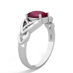 Ruby Celtic Trinity Knot 14K White Gold ring R2389