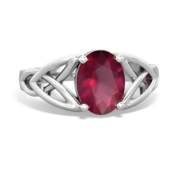 Ruby Celtic Trinity Knot 14K White Gold ring R2389