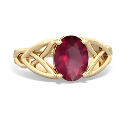 Ruby Celtic Trinity Knot 14K Yellow Gold ring R2389