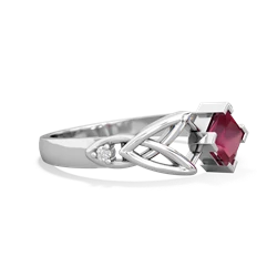 Ruby Celtic Knot Princess 14K White Gold ring R3349