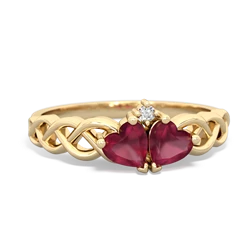 Ruby Heart To Heart Braid 14K Yellow Gold ring R5870