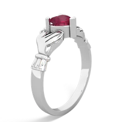 Ruby Claddagh 14K White Gold ring R2370