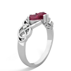 Ruby 'One Heart' Celtic Knot Claddagh 14K White Gold ring R5322