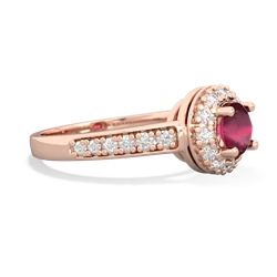 Ruby Diamond Halo 14K Rose Gold ring R5370