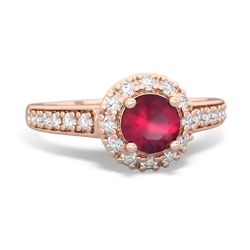 Ruby Diamond Halo 14K Rose Gold ring R5370