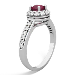 Ruby Diamond Halo 14K White Gold ring R5370