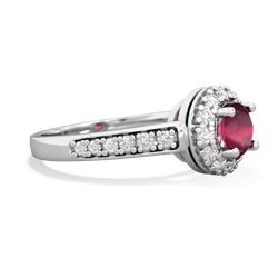 Ruby Diamond Halo 14K White Gold ring R5370