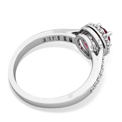Ruby Diamond Halo 14K White Gold ring R5370