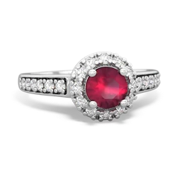 Ruby Diamond Halo 14K White Gold ring R5370