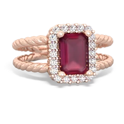 Ruby Rope Split Band 14K Rose Gold ring R2628