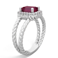 Ruby Rope Split Band 14K White Gold ring R2628