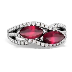 Ruby Diamond Rivers 14K White Gold ring R3070