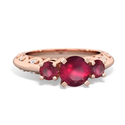 Ruby Art Deco Eternal Embrace Engagement 14K Rose Gold ring C2003