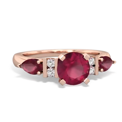 Ruby 6Mm Round Eternal Embrace Engagement 14K Rose Gold ring R2005